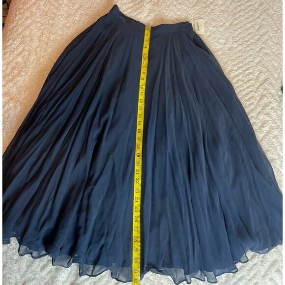 New With Tags BlackTie Neiman Marcus Formal Silk Long Full Navy Skirt Size 4 - Picture 8 of 13